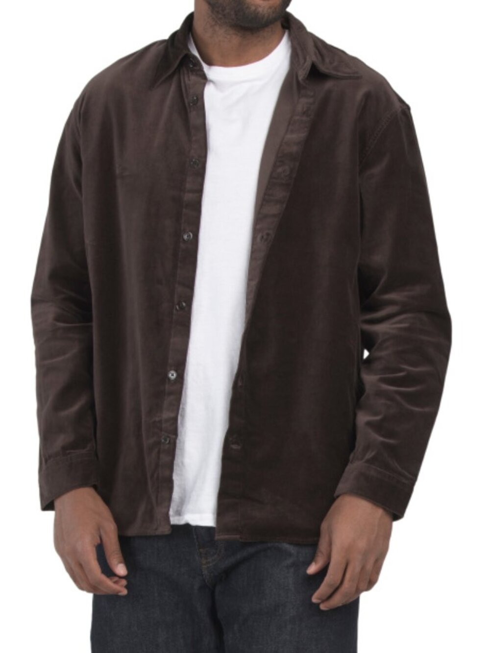 NN07 Men's Brown Button Front Corduroy Overshirt Jacket